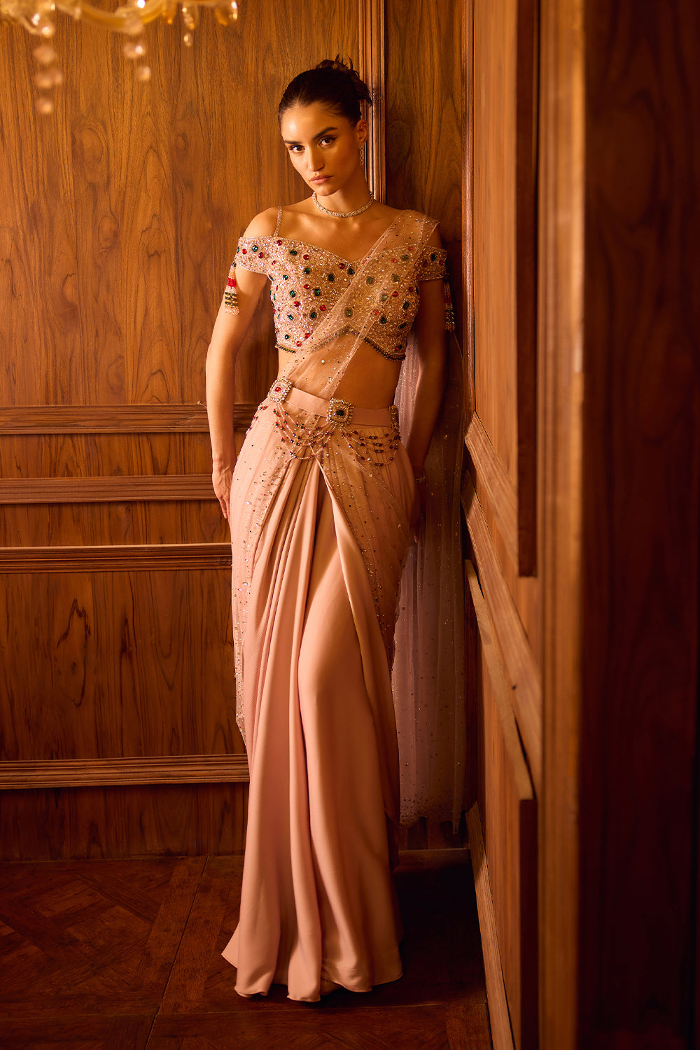 Husn Desert pink Drape Saree