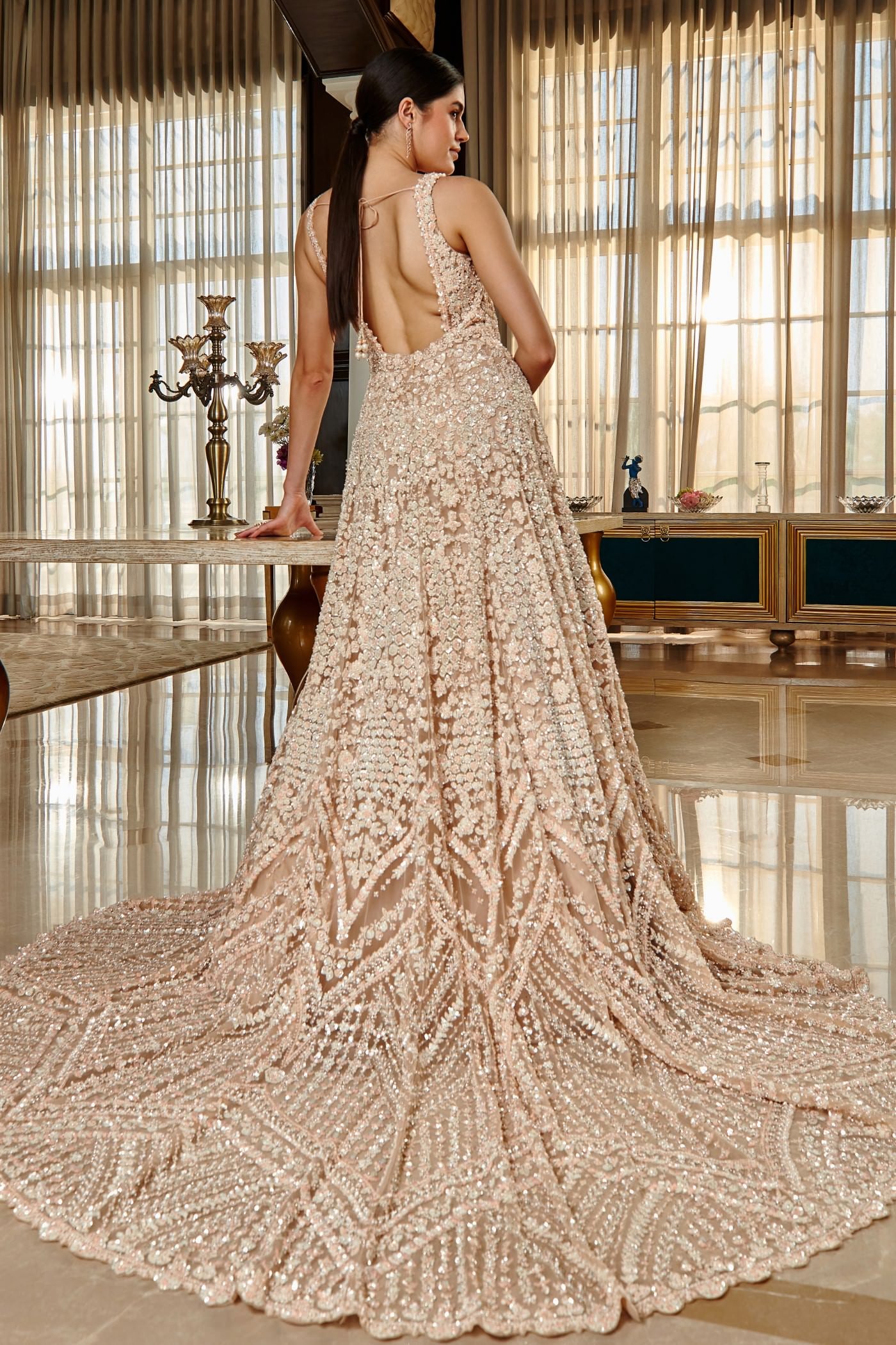 Champagne Gold Embroidered Gown