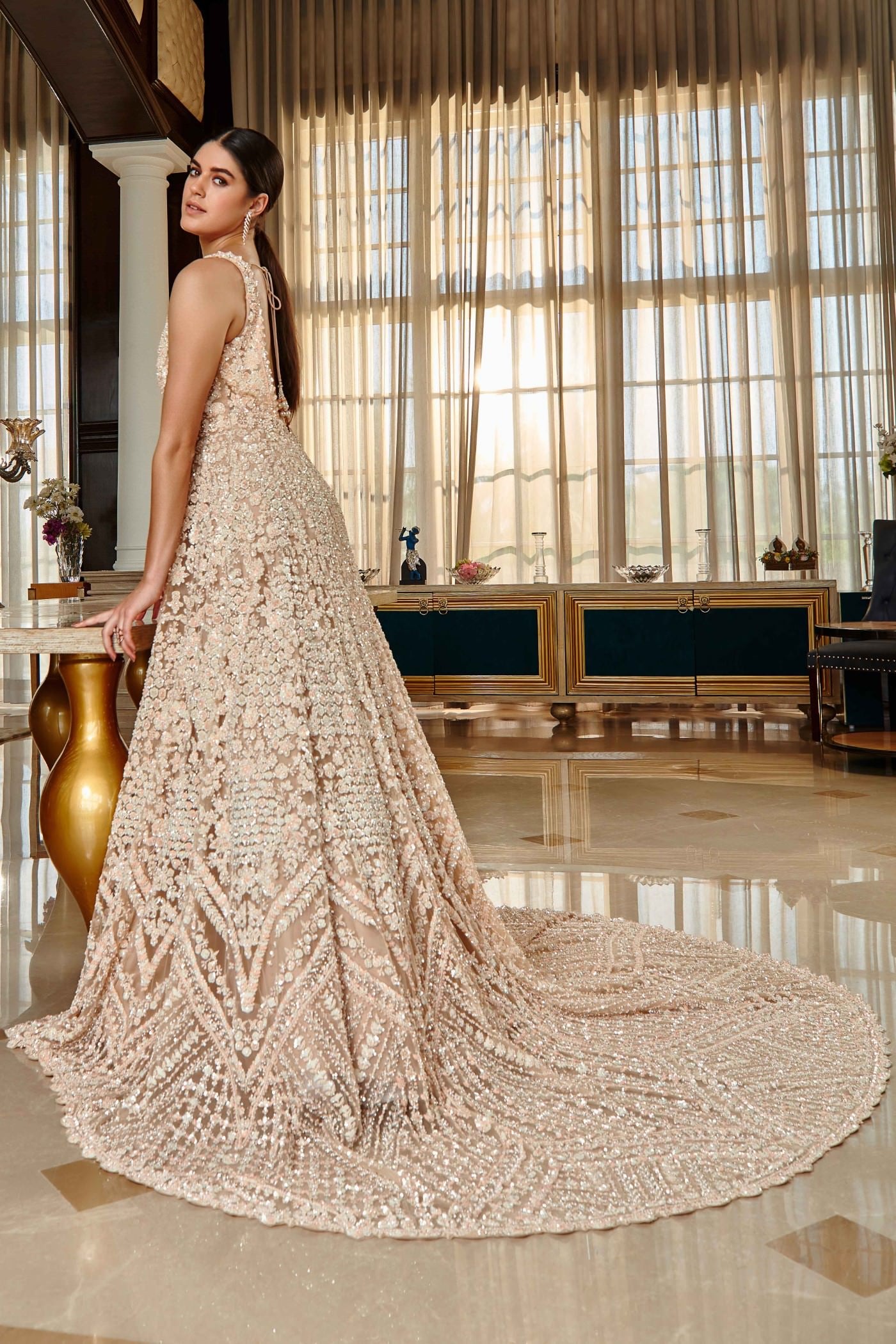 Champagne Gold Embroidered Gown