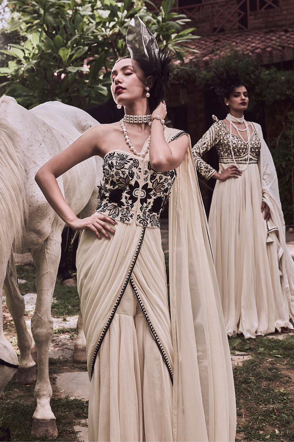 Kohinoor Tube Corset and Gharara Drape Saree Set