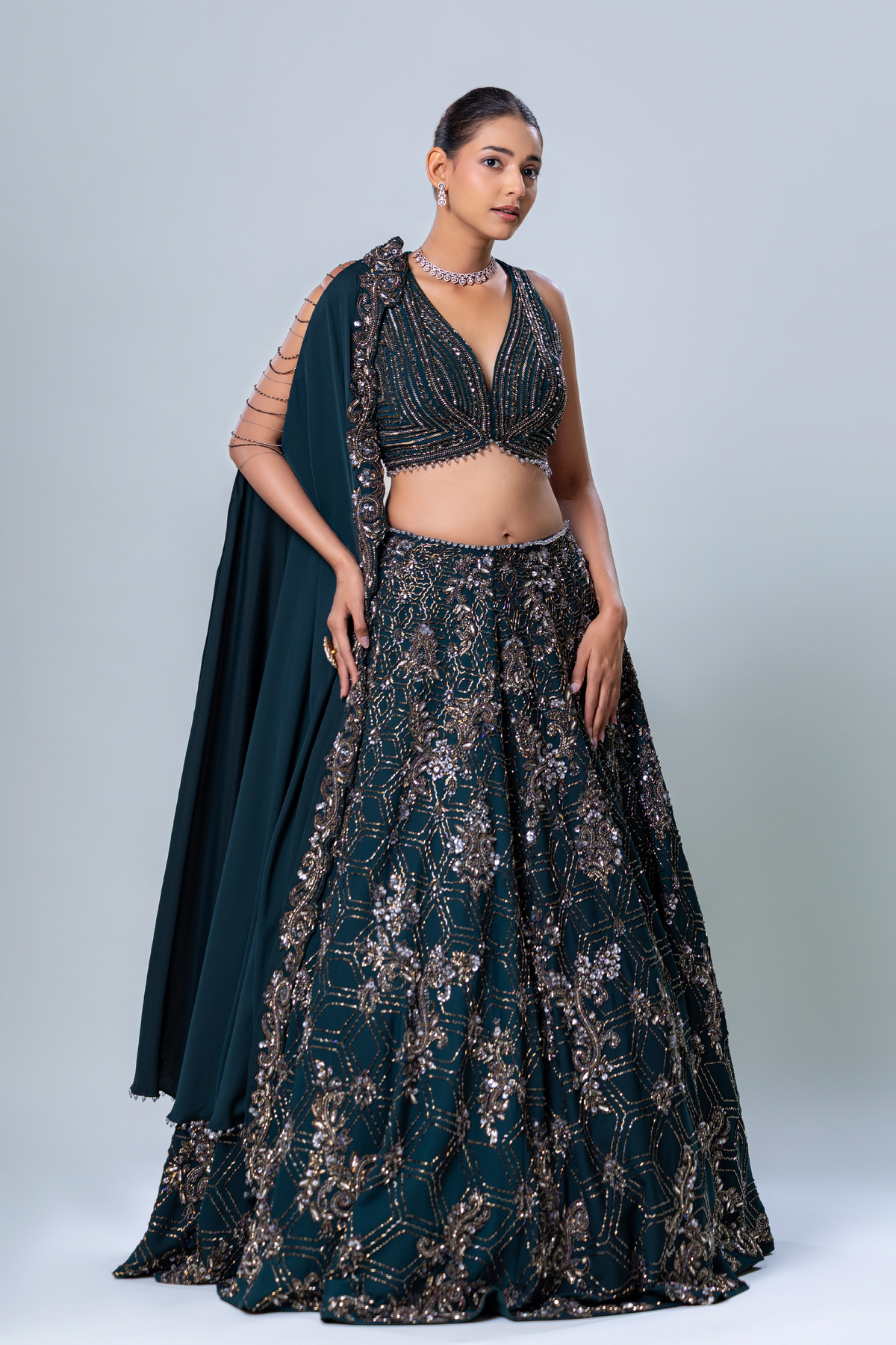 A-line Skirt with corset and dupatta