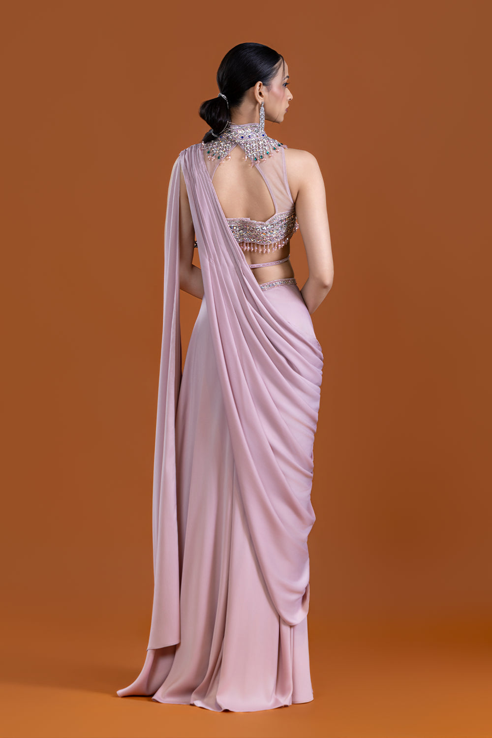 Surkhgul Blush Berry Drape Saree