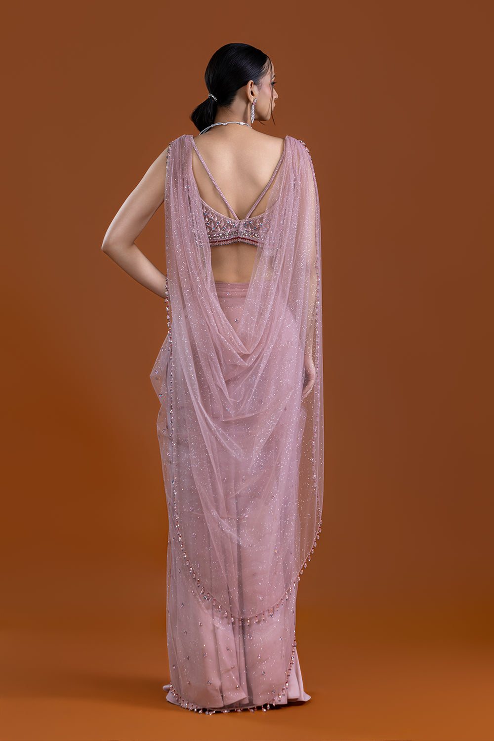 Naghma Blush Berry Drape Saree