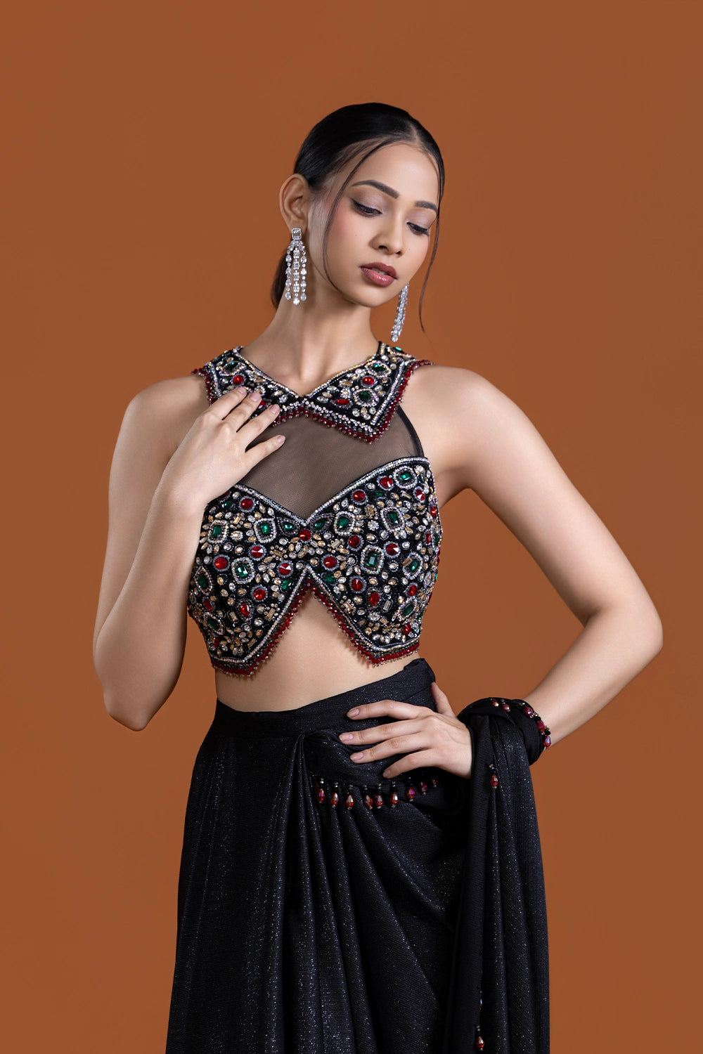 Shab Black Drape Saree