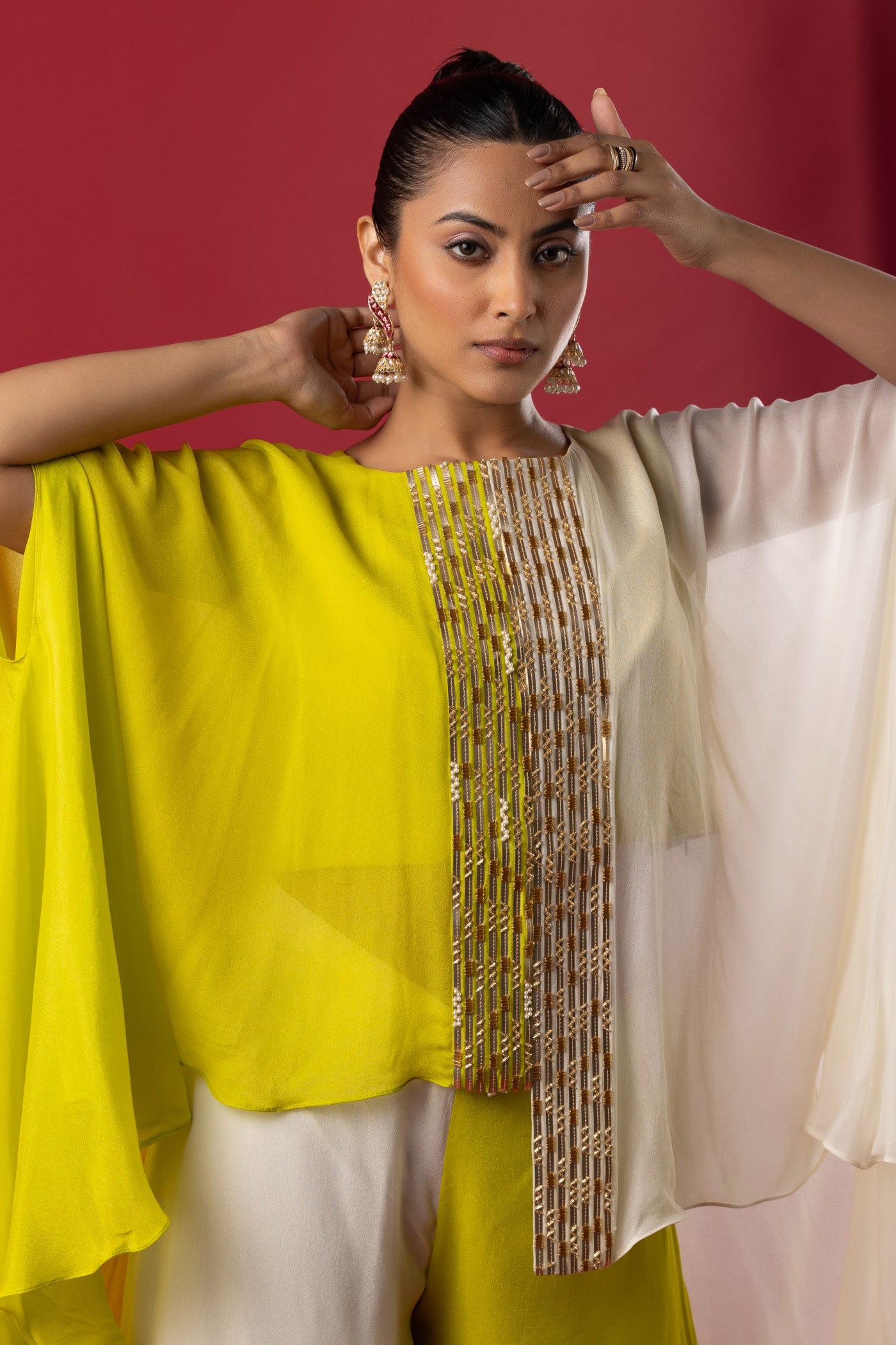 Ivory Lemon Chinon Mettalic Top and Sharara