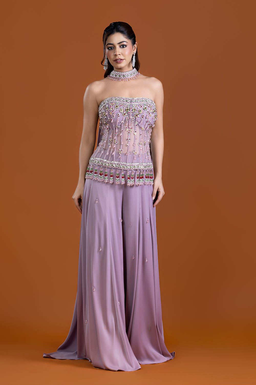 Mehnaaz Dusty Mauve Sharara Suit