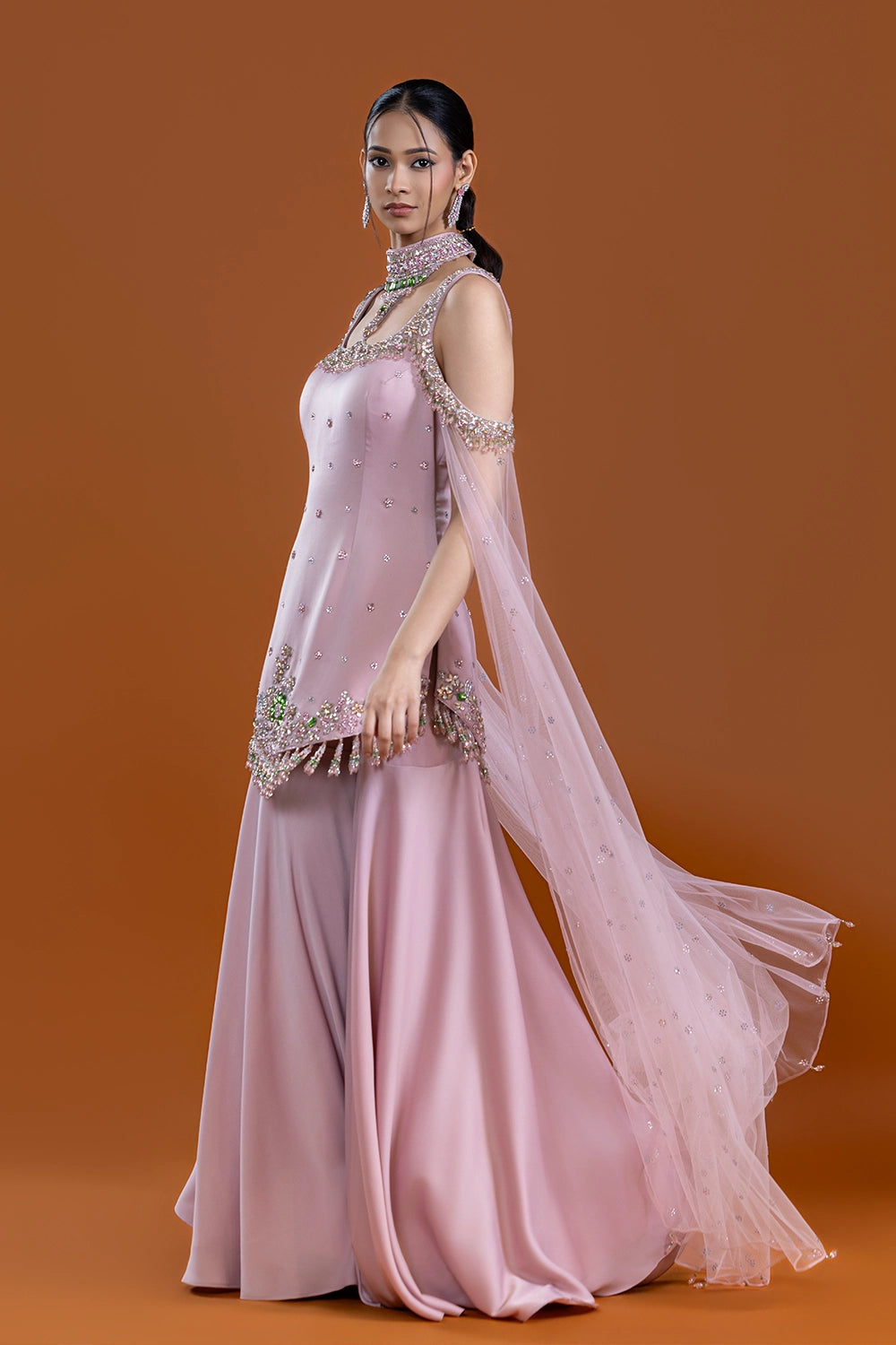 Gulnoor Blush Berry Gharara Suit