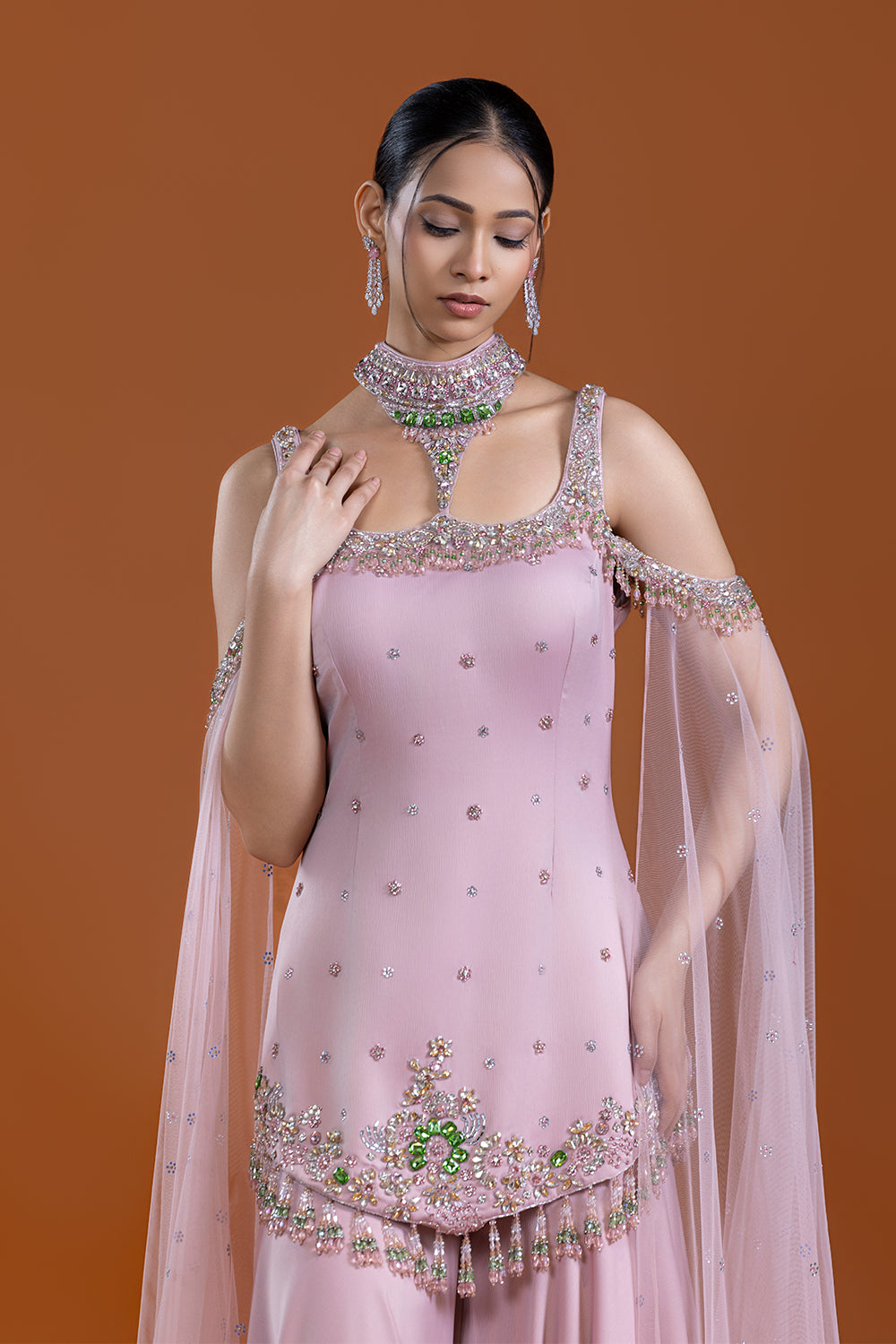 Gulnoor Blush Berry Gharara Suit