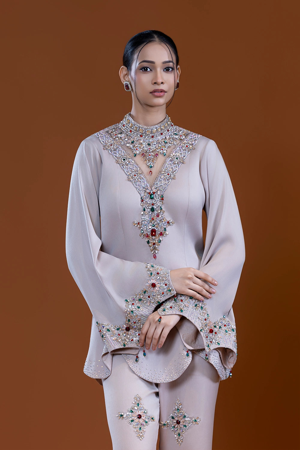 Rabia Beige Palazzo Suit