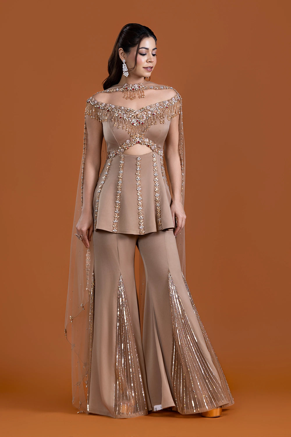 Zarrin Gold Sharara Suit