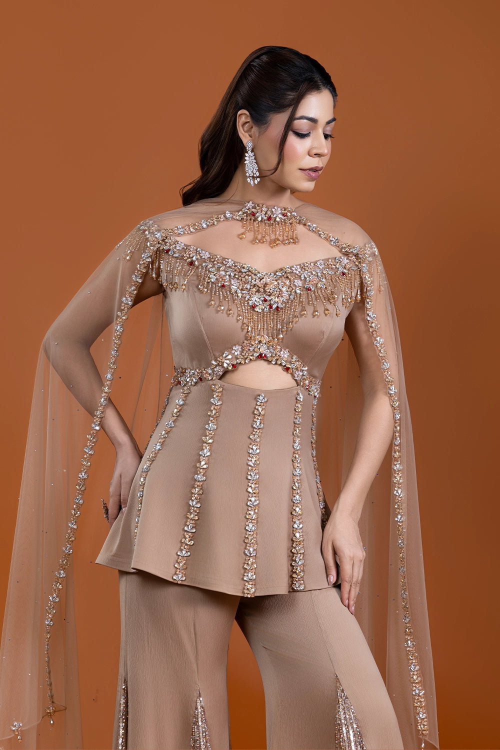 Zarrin Gold Sharara Suit