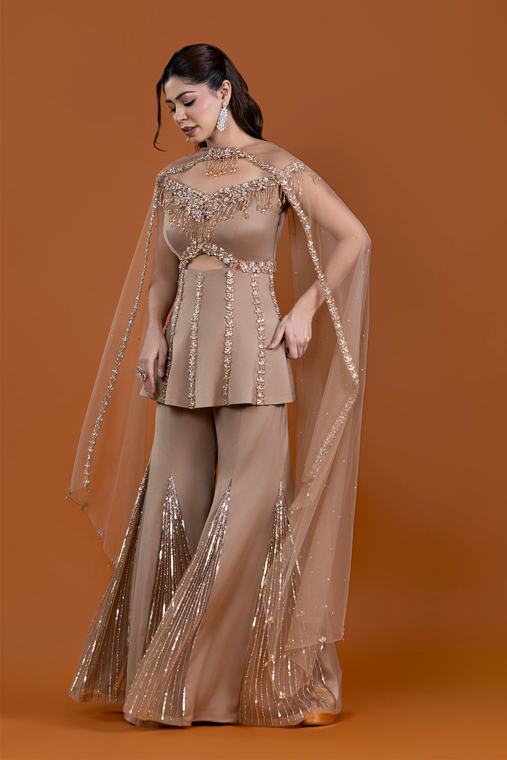 Zarrin Gold Sharara Suit