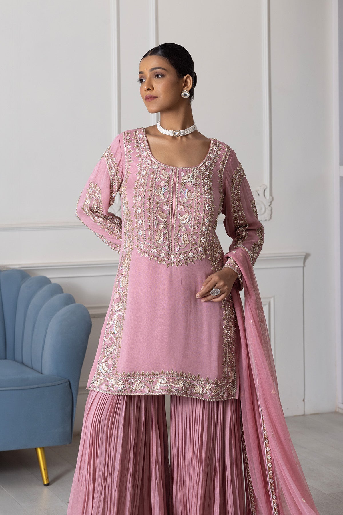 Blossom Pink Sharara Ensemble