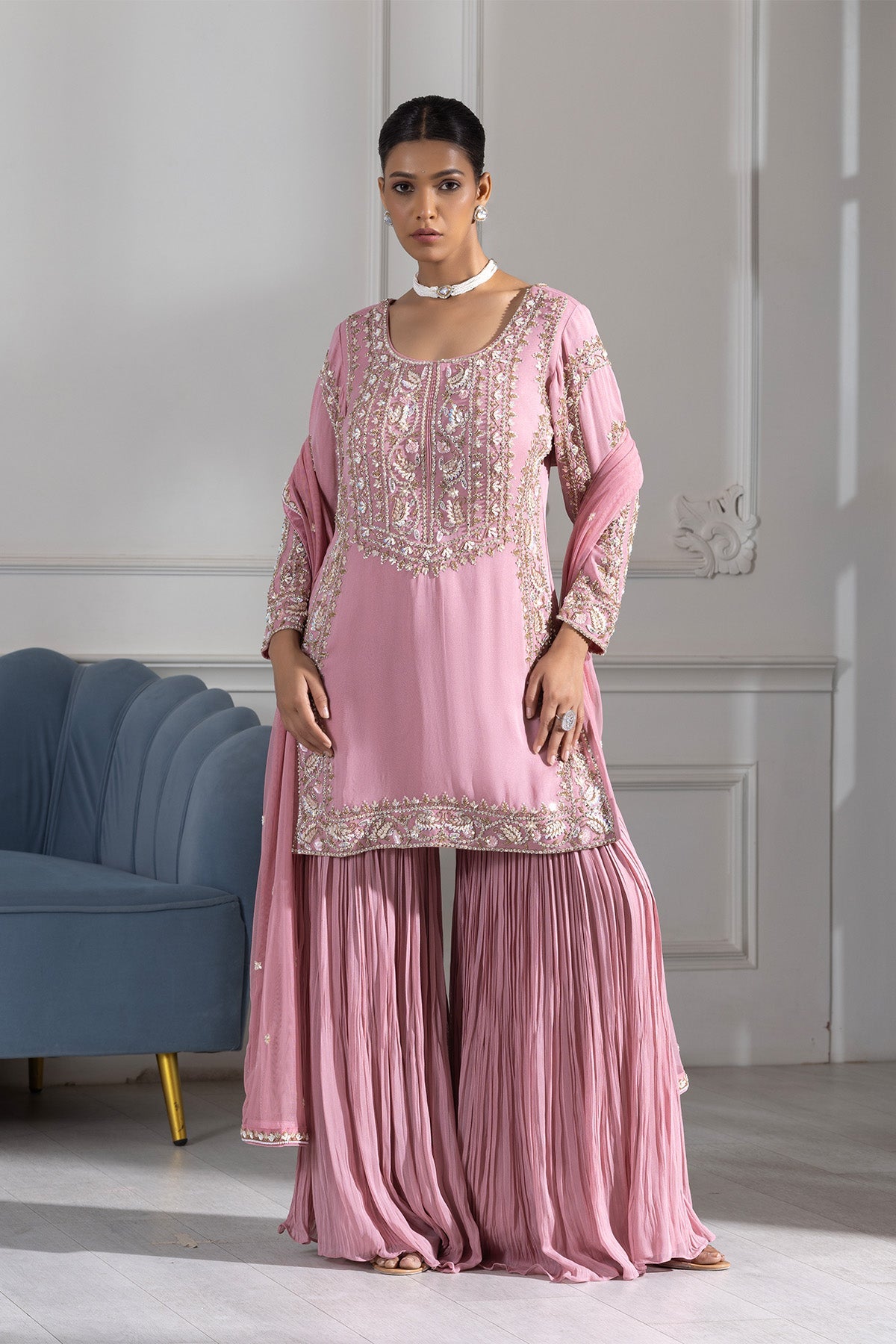 Blossom Pink Sharara Ensemble