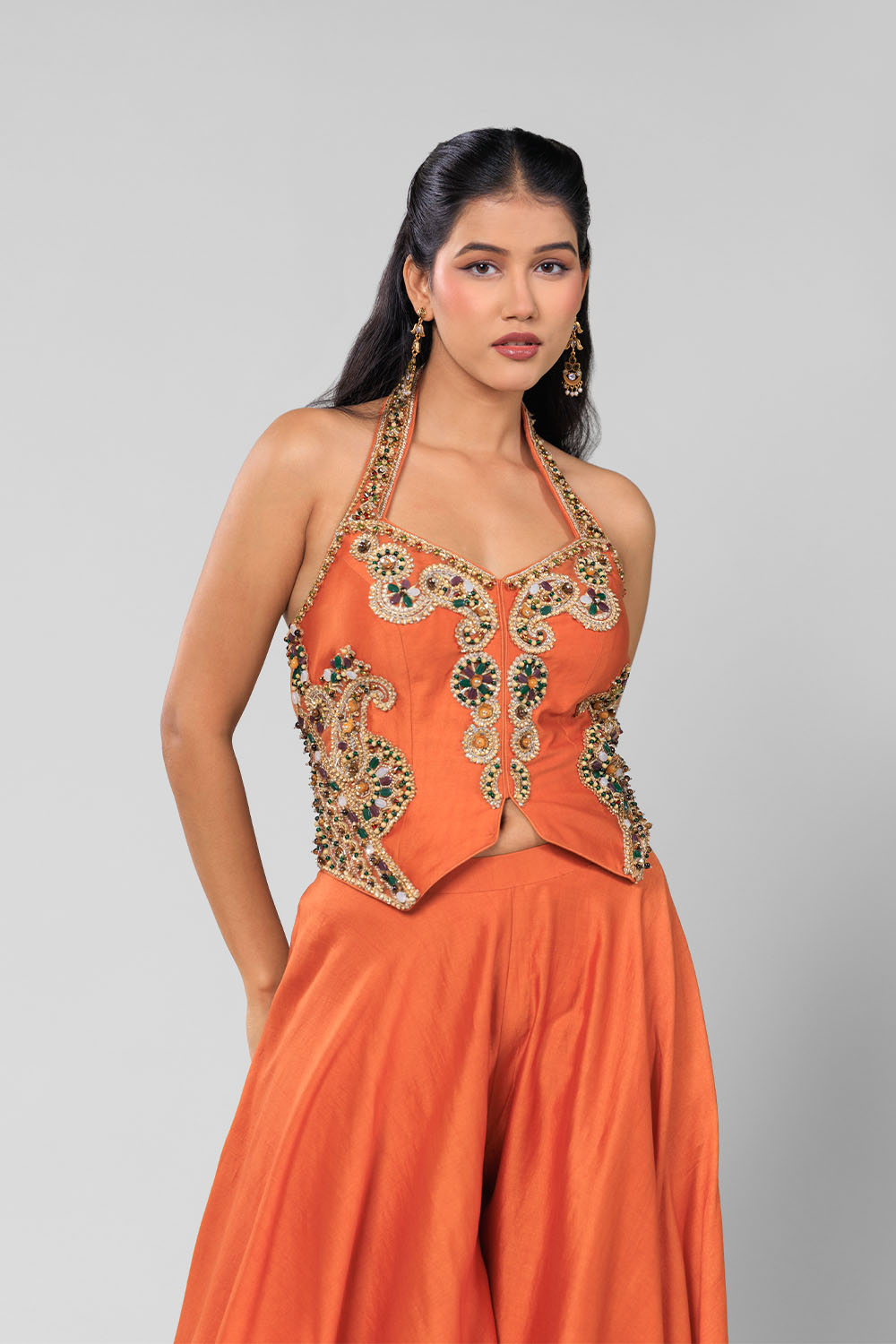 Rust Rangreza Sharara Set