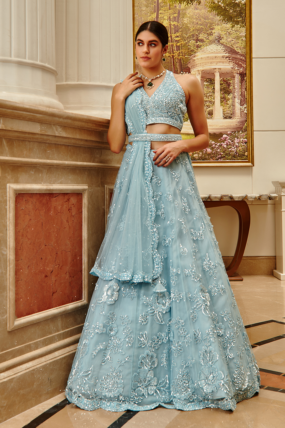 Exotic Brittany Blue Lehenga Set