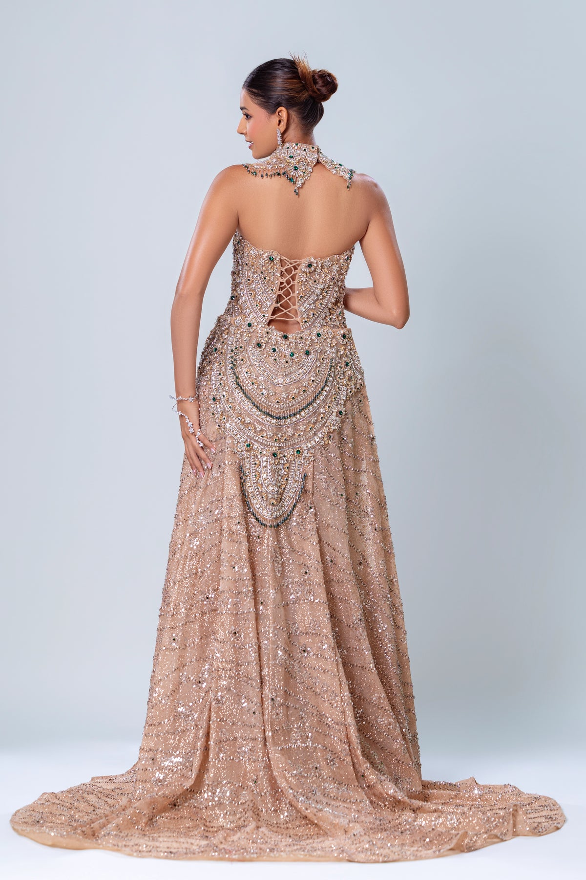Rosette Rose Gold Tube Fishcut Gown Set