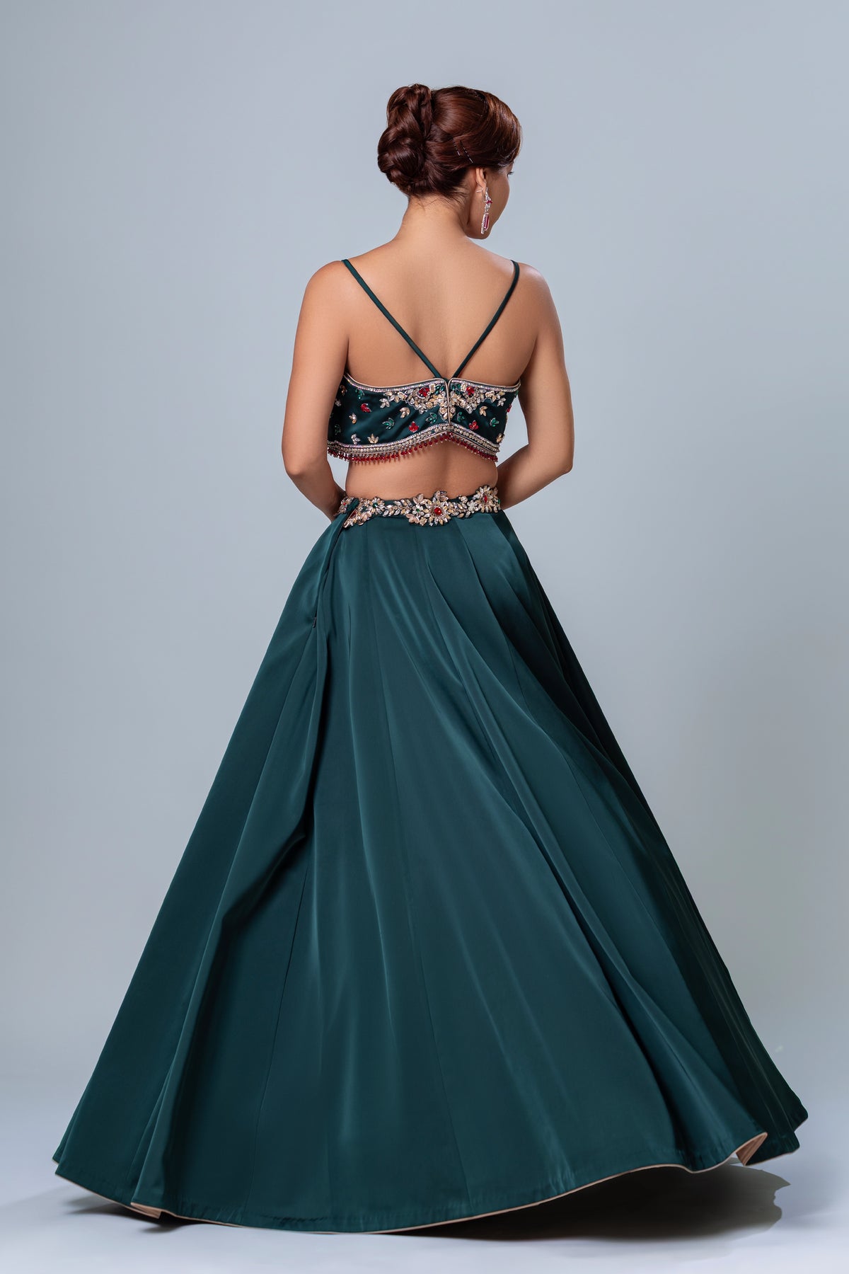 Kaya Dual-Tone Collar Cape Skirt Set