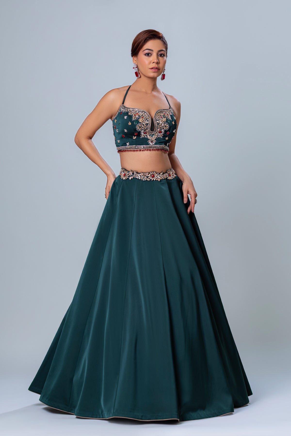 Kaya Dual-Tone Collar Cape Skirt Set