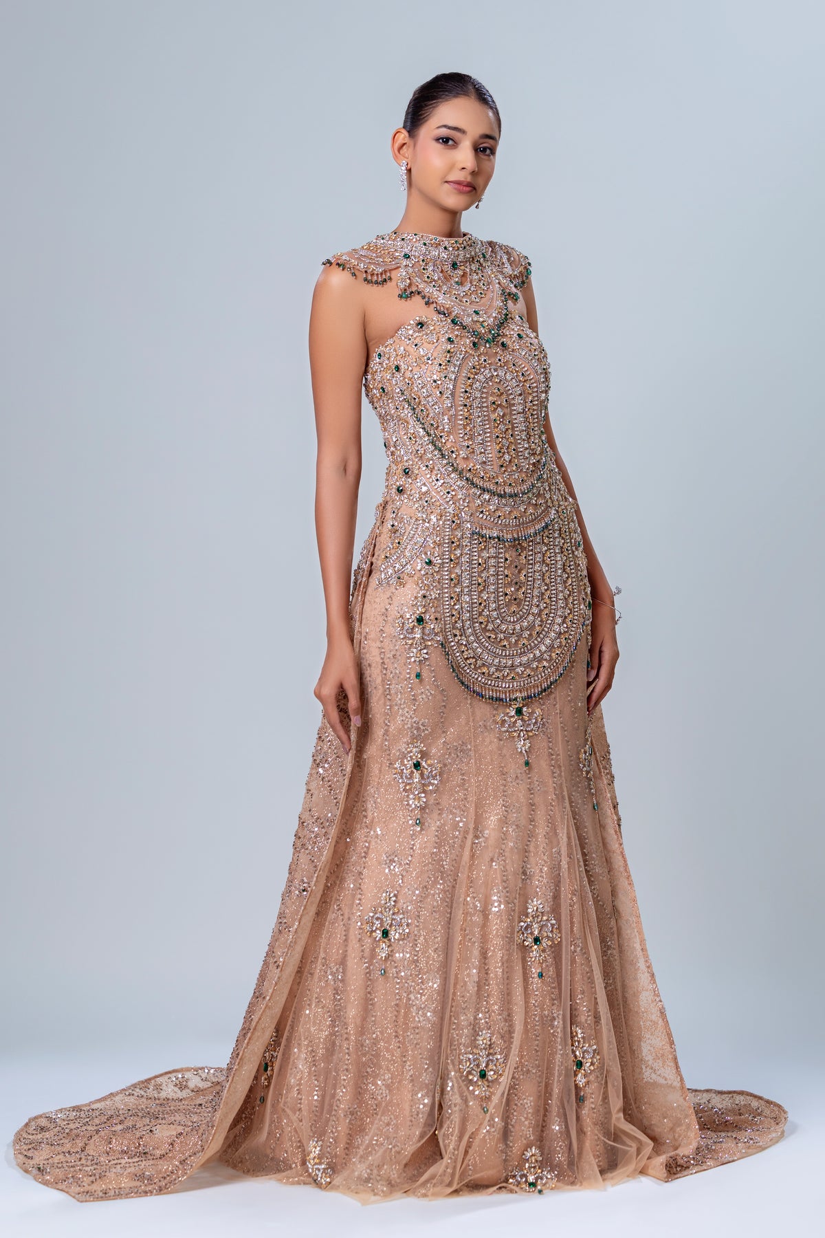 Rosette Rose Gold Tube Fishcut Gown Set