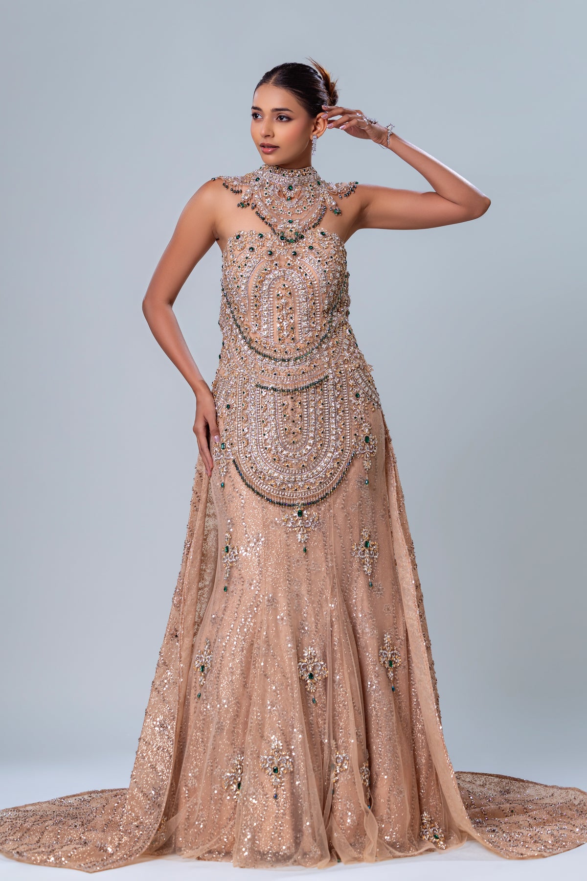 Rosette Rose Gold Tube Fishcut Gown Set