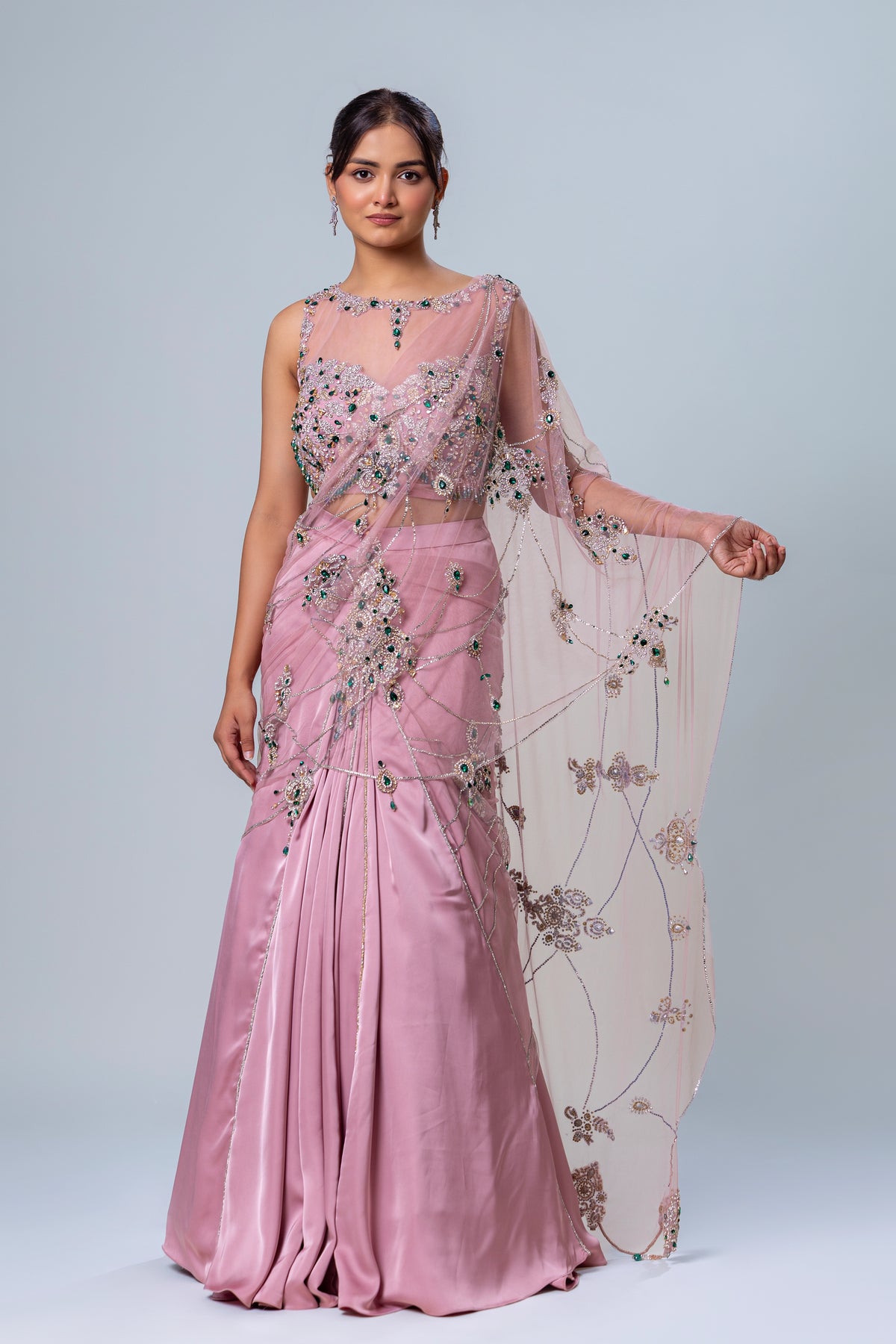 Noor Desert Pink Fishkali Concept Saree