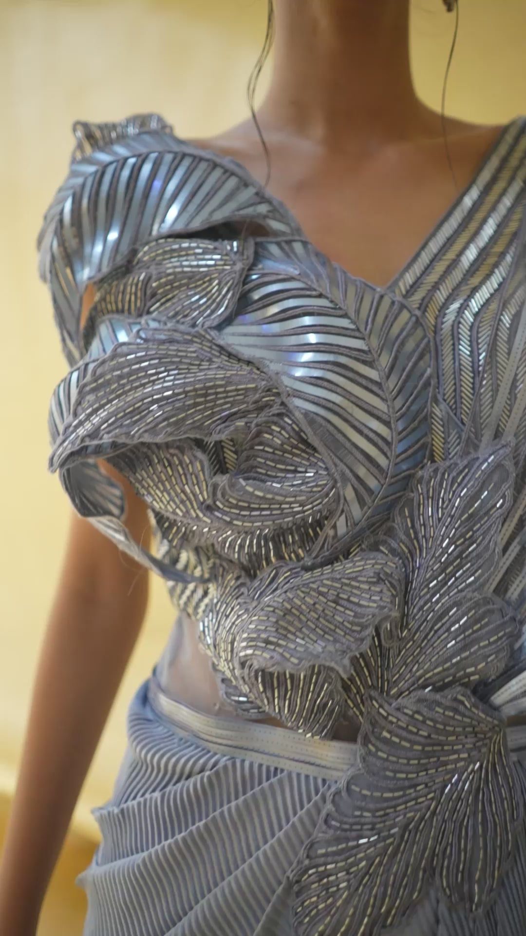 Silver Drape Saree - Roopvatika