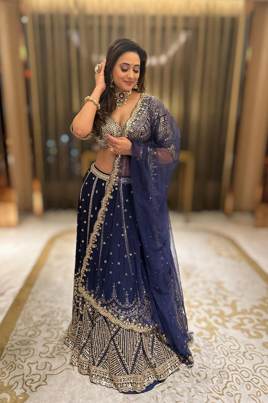 Shweta Tiwari in Shahi Blue Noor Ensemble