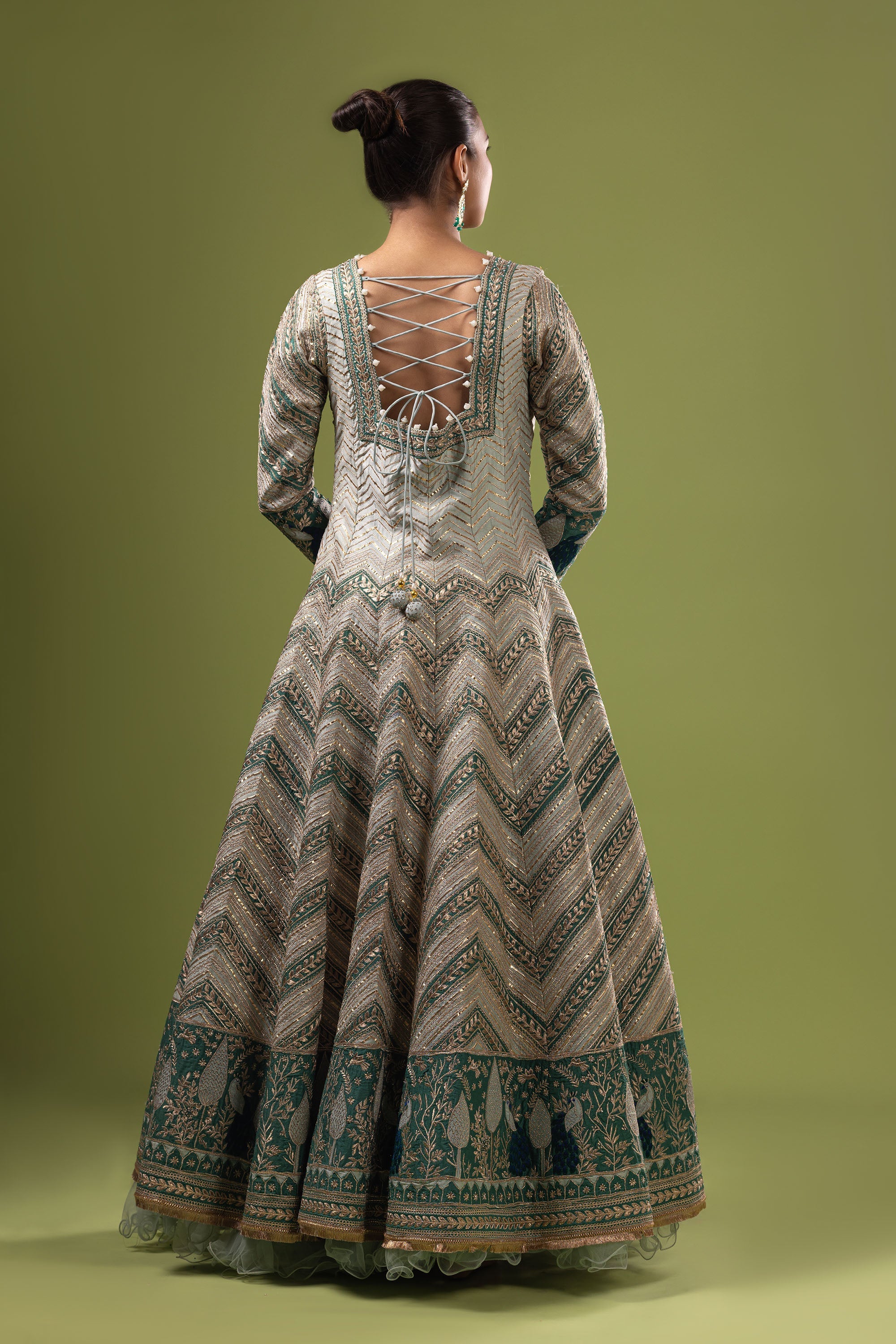 Ice blue anarkali with dupatta