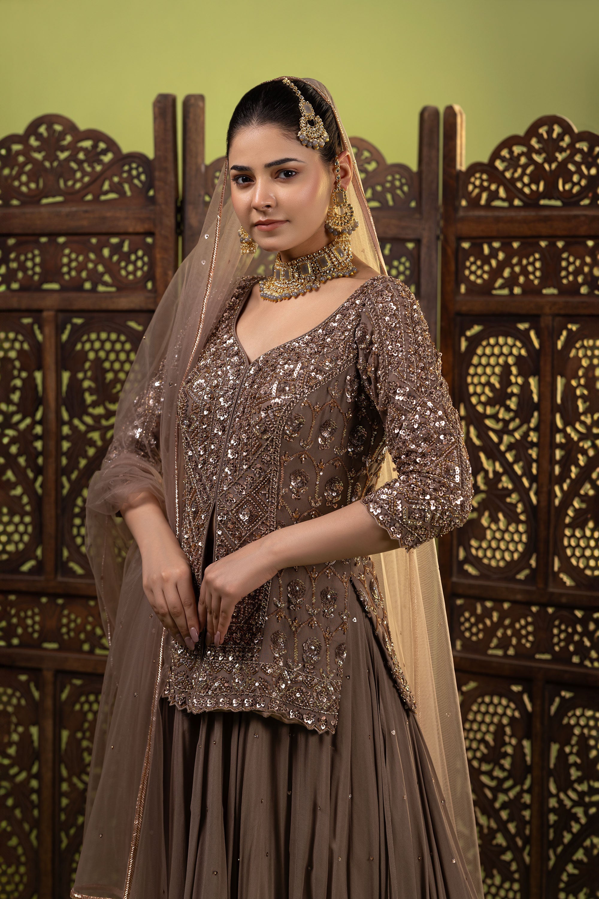 Mouse embroidered Short shirt sharara set