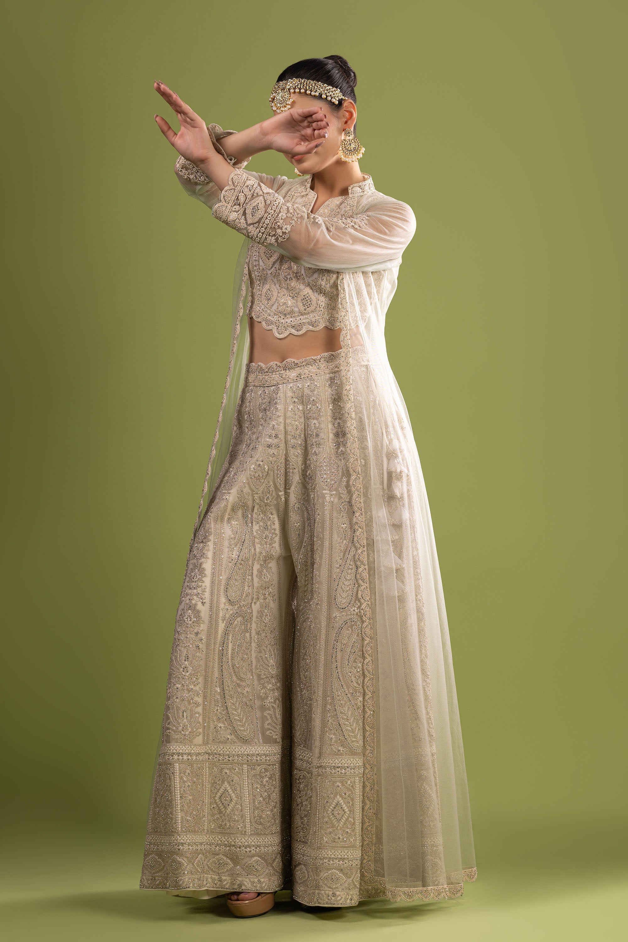 Ivory crop top with sharara