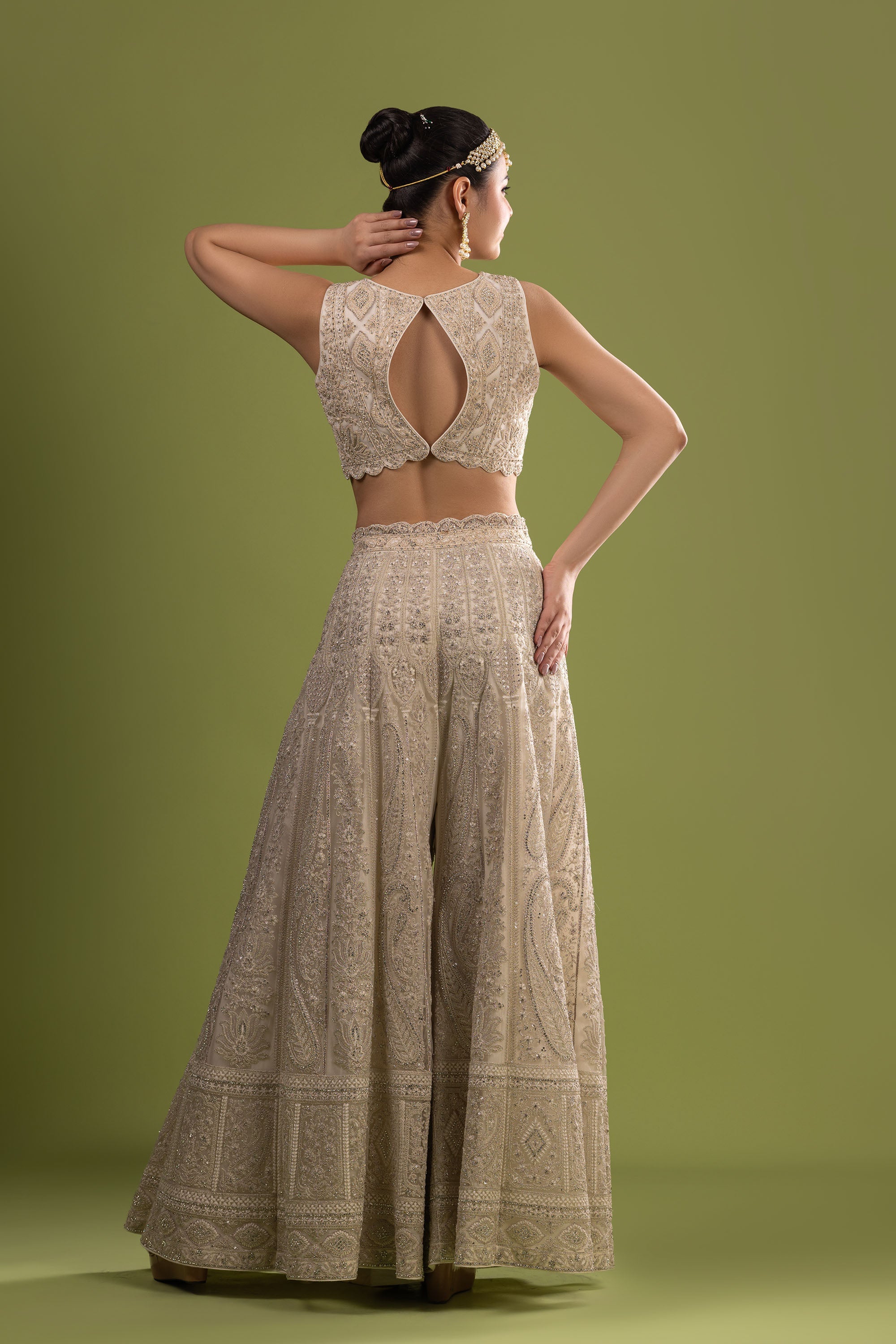 Ivory crop top with sharara