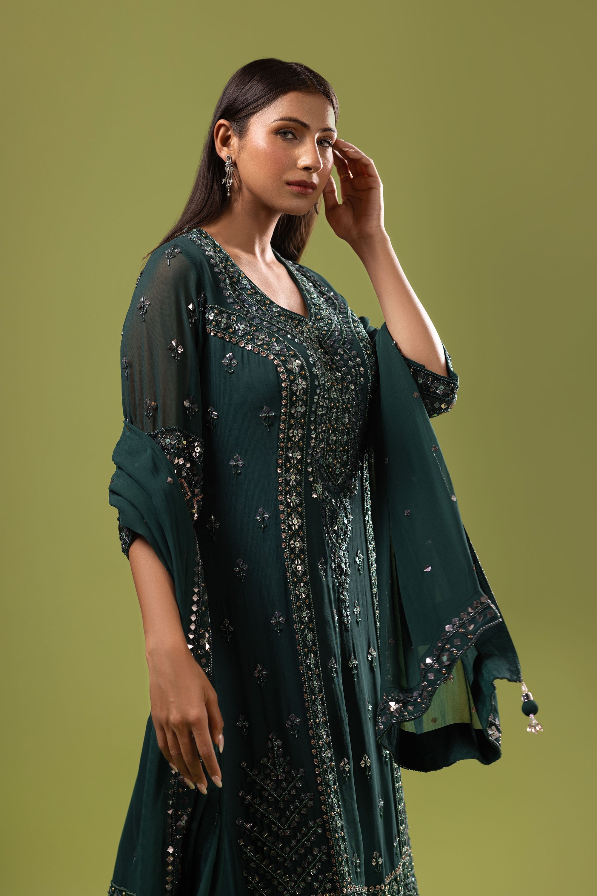 Georgette straight suit with sharara