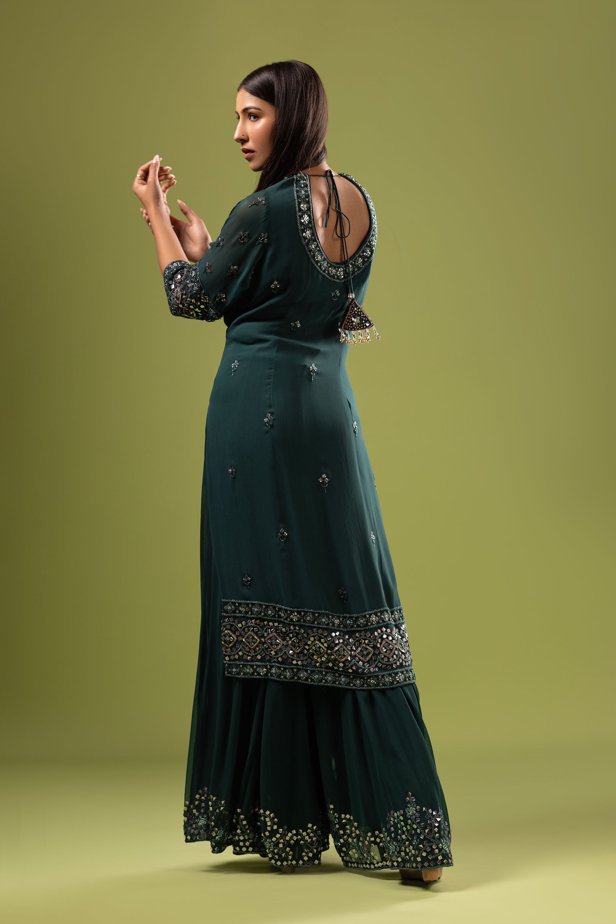 Georgette straight suit with sharara