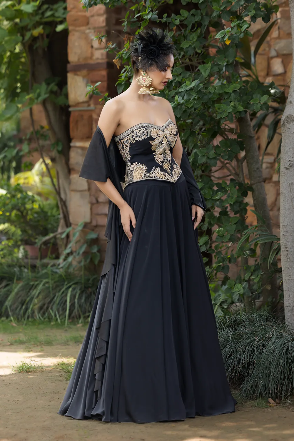 Tarannum Tube Corset and Ruffle Dupatta Set