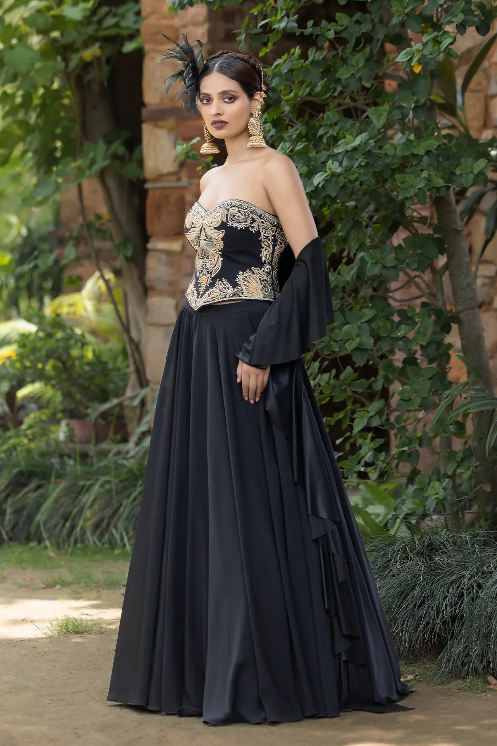 Tarannum Tube Corset and Ruffle Dupatta Set