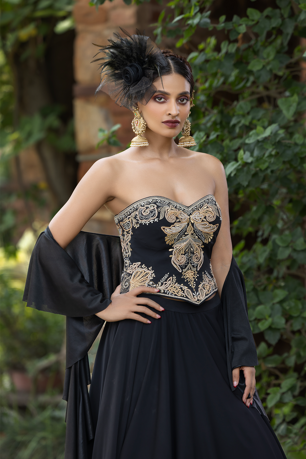 Tarannum Tube Corset and Ruffle Dupatta Set