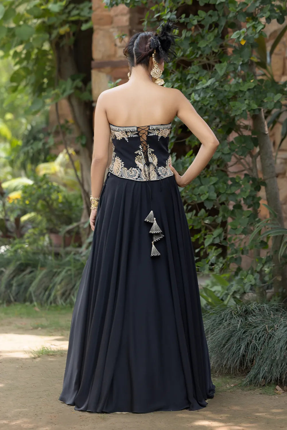 Tarannum Tube Corset and Ruffle Dupatta Set