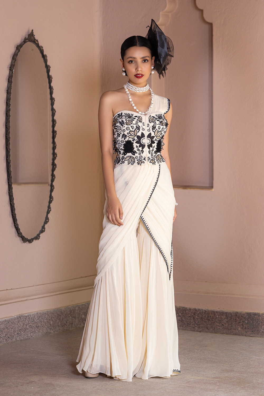Kohinoor Tube Corset and Gharara Drape Saree Set