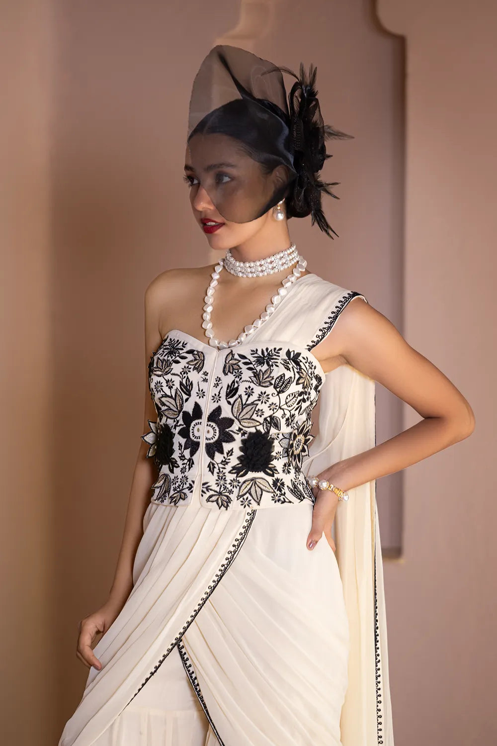 Kohinoor Tube Corset and Gharara Drape Saree Set