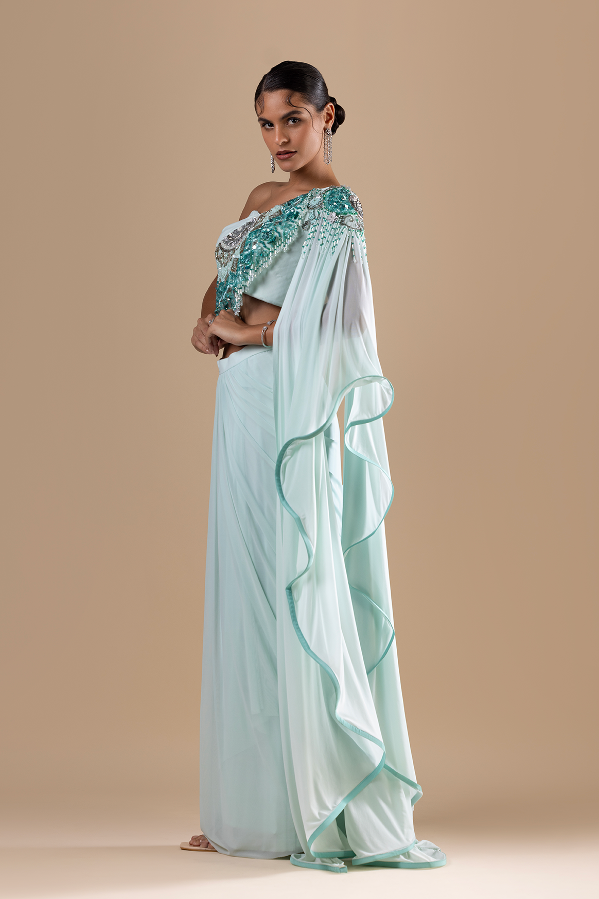 Oceanic Opulence Drape Saree