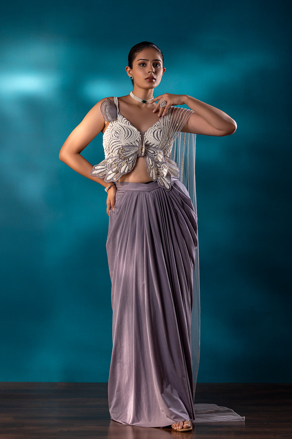 Sculpted Veil Drape Saree