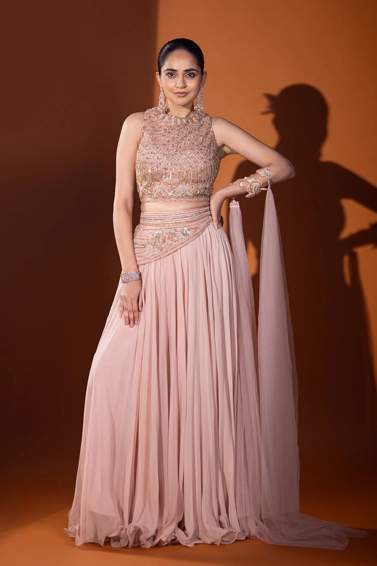 Roshanee Crop top & Skirt Set