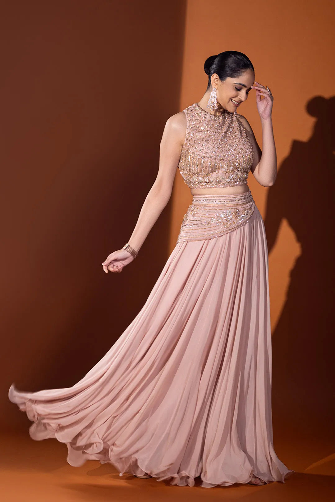 Roshanee Crop top & Skirt Set