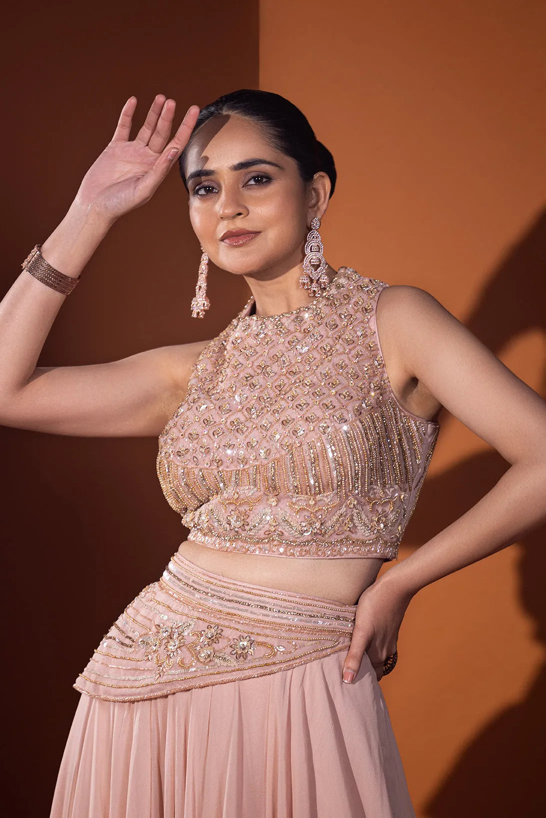 Roshanee Crop top & Skirt Set