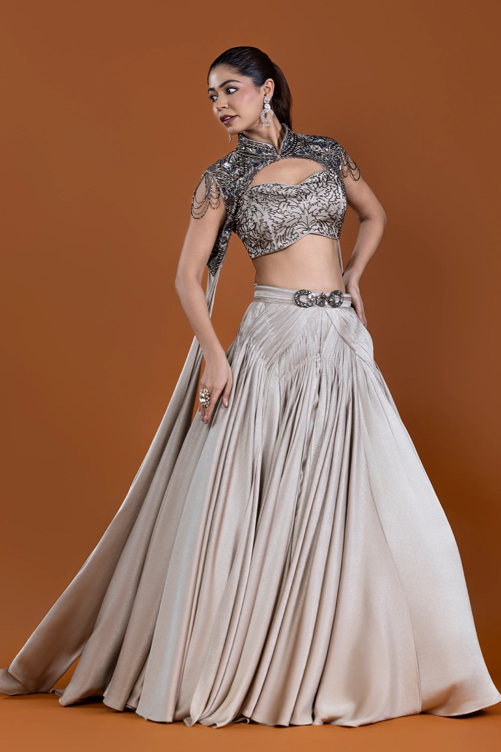 Husn Mushroom Cape Skirt Set