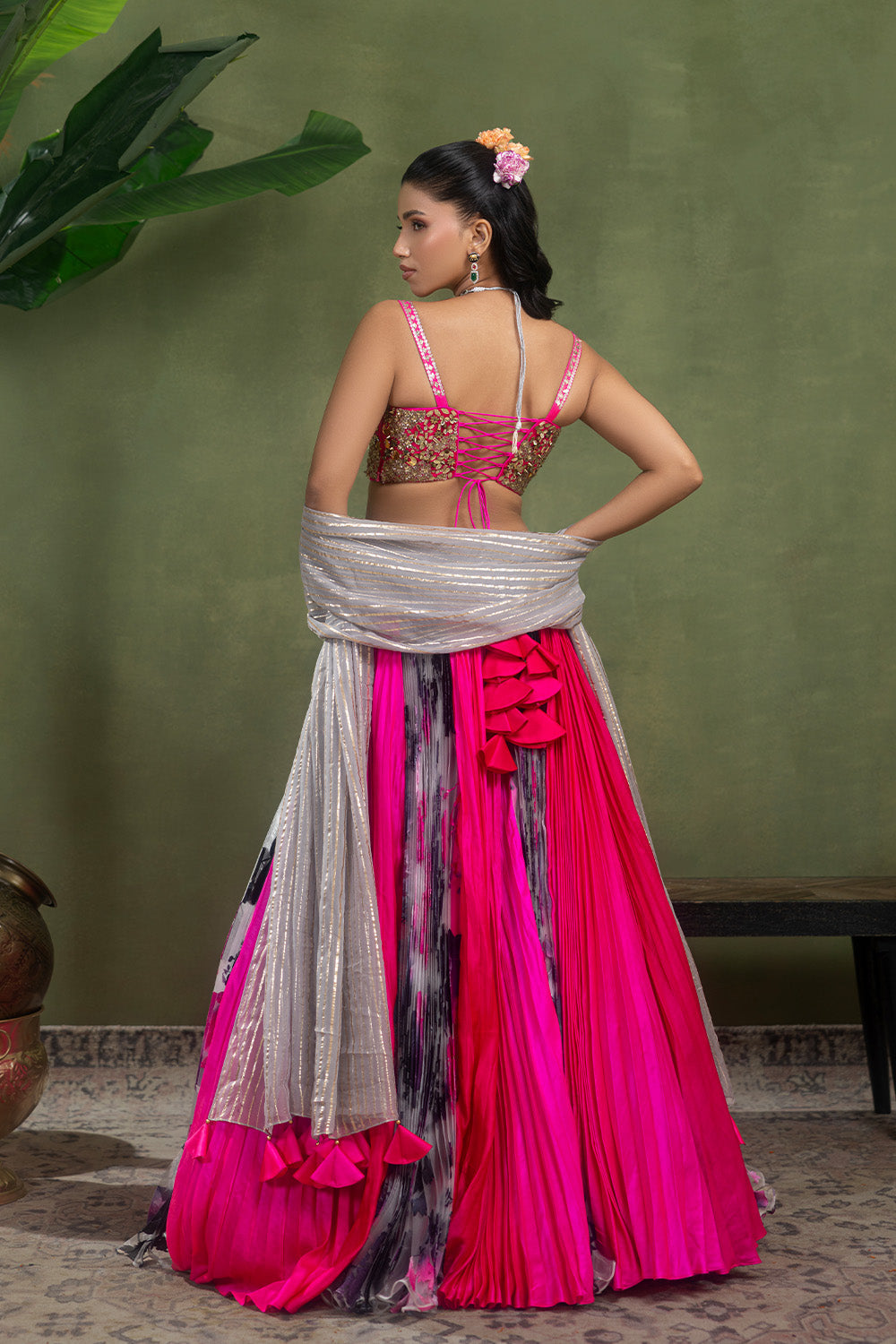 Gulnaar Pleated Skirt & Dupatta Set