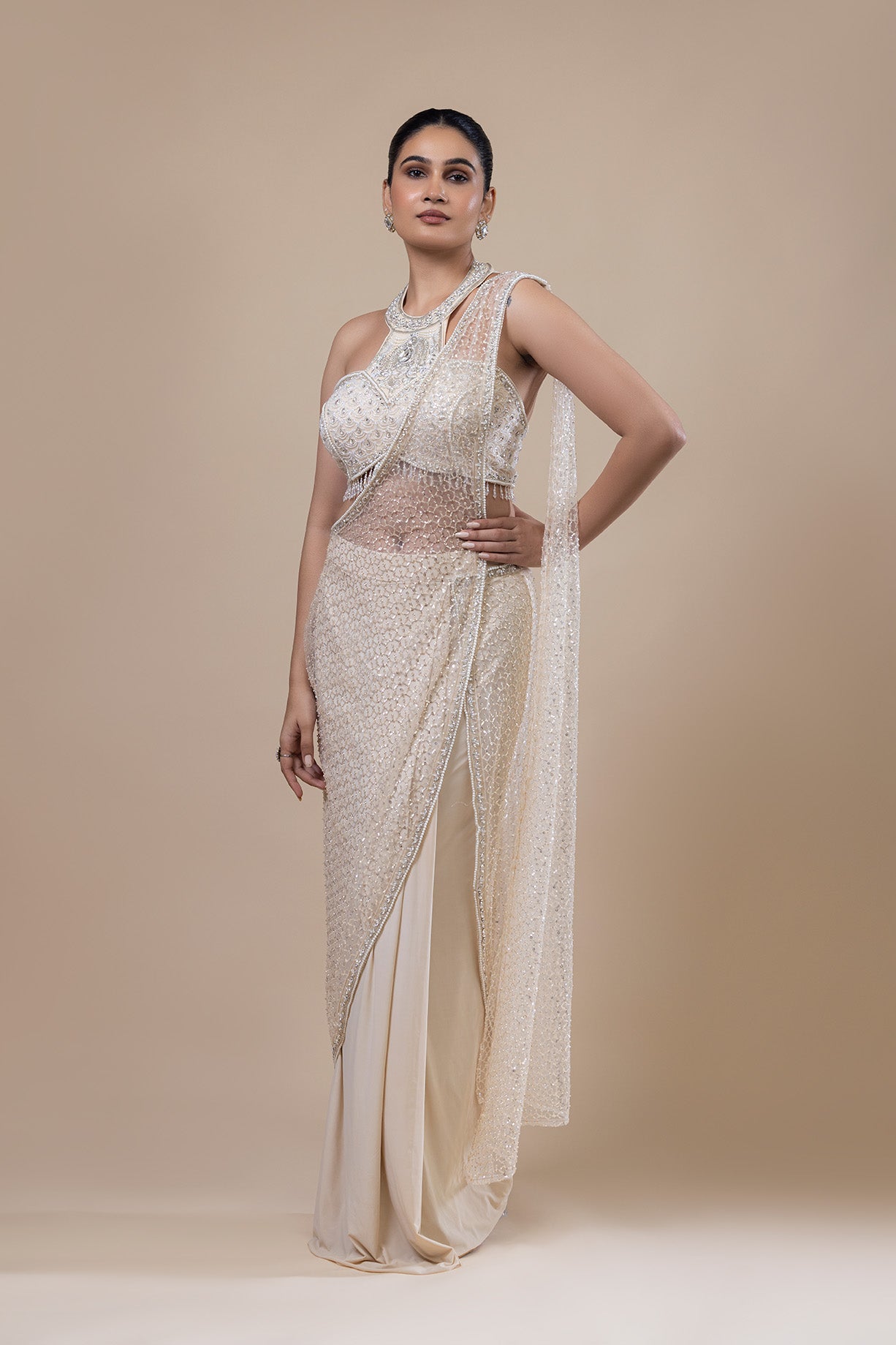 Celestial White Drape Saree