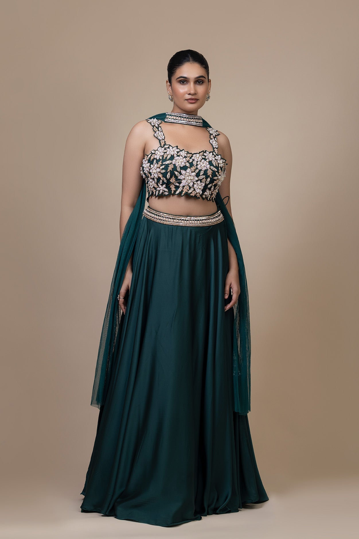 Verdant Grace Crop top & Skirt Ensemble