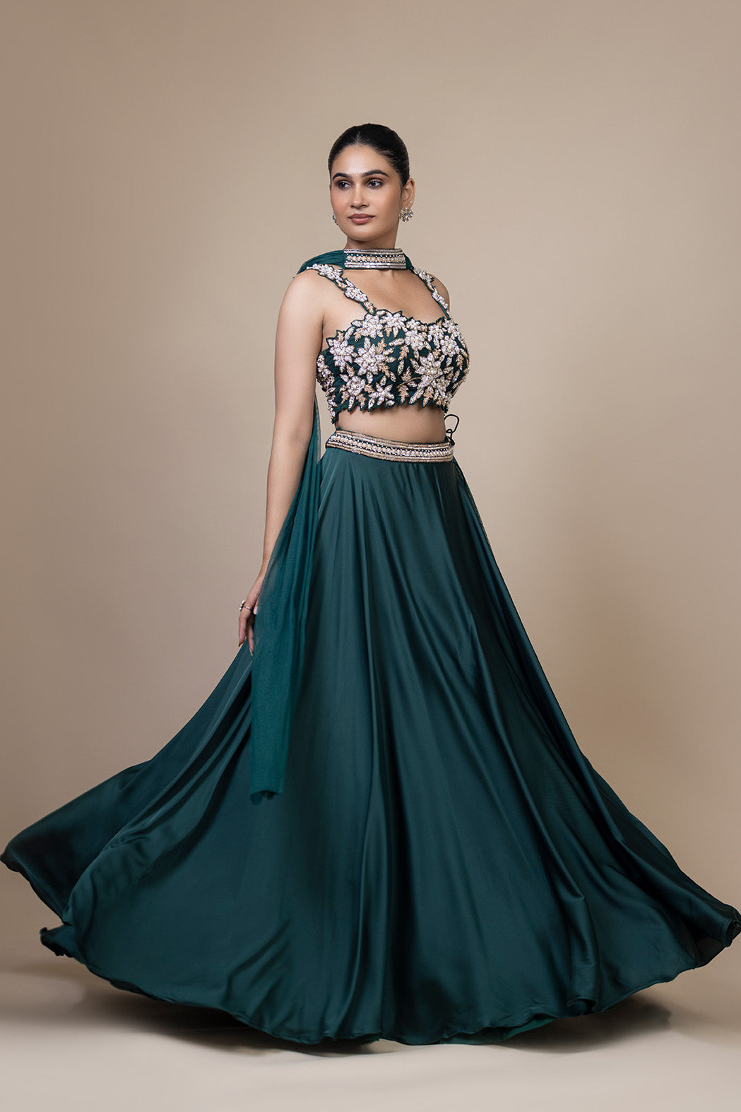 Verdant Grace Crop top & Skirt Ensemble